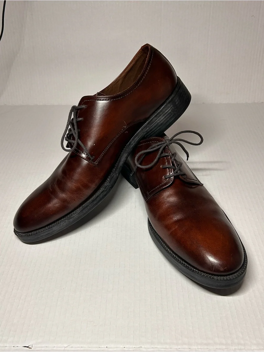 Men’s Belvedere Brown Leather Derby Dress Shoes Size 12